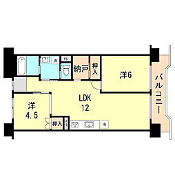ビレッジハウス港島タワー 2LDKの間取図画像