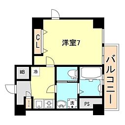 キューブコート 1Kの間取図画像