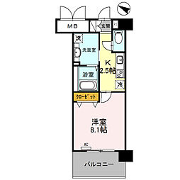 新神戸ヴィータ 1Kの間取図画像