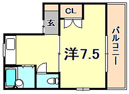 ハイツ 1Kの間取図画像