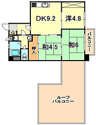 ウィング長田北町 3DKの間取図画像