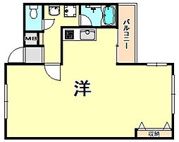 桂尾山サンハイツ ワンルームの間取図画像