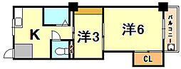 国香マンション 2Kの間取図画像