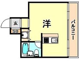 NEO壱番館 ワンルームの間取図画像
