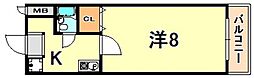 ラフォーレ兵庫B 1Kの間取図画像