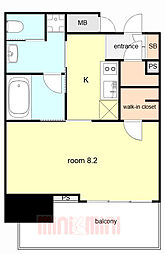 RESIDIA神戸元町 1Kの間取図画像