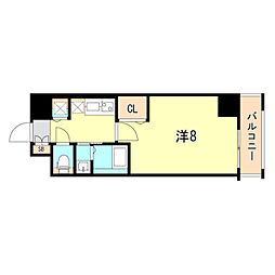 レジデンス神戸グルーブHarborWest 1Kの間取図画像