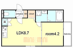 MAXIV CITY神戸鷹取 1LDKの間取図画像