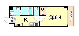 ワコーレヴィータ兵庫アルス 1Kの間取図画像