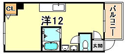 青木ビル ワンルームの間取図画像