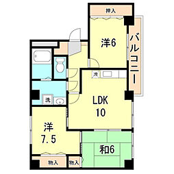 グラン・シャリオ山手田邉 3LDKの間取図画像