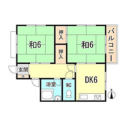 ハイツ 2DKの間取図画像