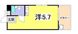 サンヴィラ三宮 ワンルームの間取図画像