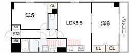 パシフィック神戸桜筋南館 2DKの間取図画像