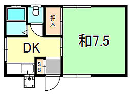 山田文化 1DKの間取図画像