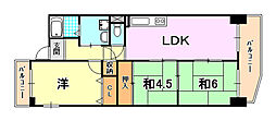 コンセール中道 3LDKの間取図画像