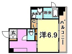 RESIDIA神戸元町 1Kの間取図画像