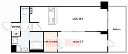 プレサンス神戸セレスティア 1LDKの間取図画像