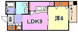 カトルセゾン 1LDKの間取図画像