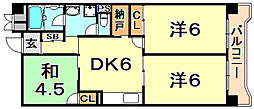 ビレッジハウス港島タワー 3DKの間取図画像