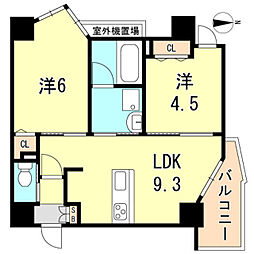 プリオーレ神戸大開通 2LDKの間取図画像
