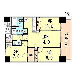 ワコーレザ・神戸トアロード 3LDKの間取図画像