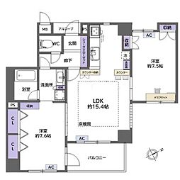 ロイヤル神戸北野通り 2LDKの間取図画像
