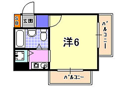 ペイサージュSANKO 1Kの間取図画像