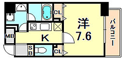 RESIDIA神戸元町 1Kの間取図画像