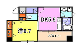 デルファーレ神戸三宮 1DKの間取図画像