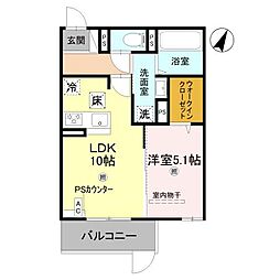 La Maison大手町I 1LDKの間取図画像