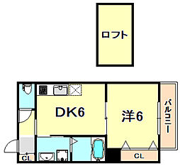 蓮宮リッチライフ 1DKの間取図画像