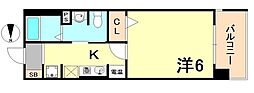 ロイヤル神戸三宮 1Kの間取図画像