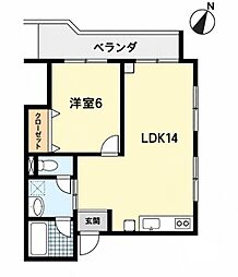シャルマン花隈 1LDKの間取図画像
