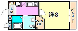 ヴィアノ大谷町 1Kの間取図画像
