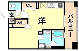 プレジール三ノ宮 ワンルームの間取図画像