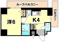 リーガル神戸元町 1Kの間取図画像