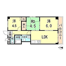 サンエール板宿 3LDKの間取図画像