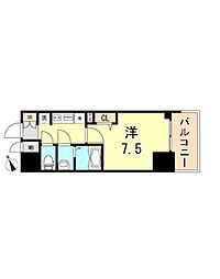 プレサンスTHE神戸 1Kの間取図画像