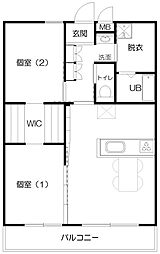 弐番町FLAT 2LDKの間取図画像