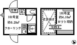 ソフィアジェラート 1階ワンルームの間取り