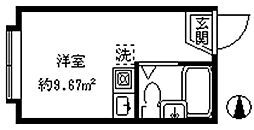 クレールメゾン代々木上原A ワンルームの間取図画像