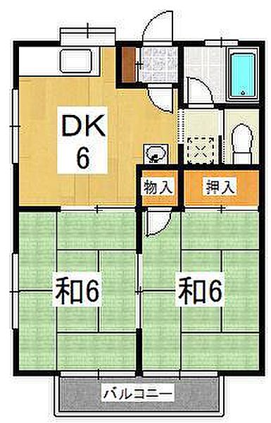 グリーンハイツIII（小八幡） 2-B｜神奈川県小田原市小八幡3丁目(賃貸アパート2DK・2階・39.66㎡)の写真 その2