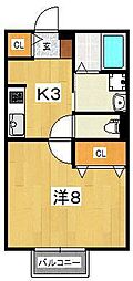 スタークレスト 1Kの間取図画像