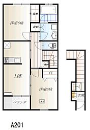 CA.SA七海A 2DKの間取図画像