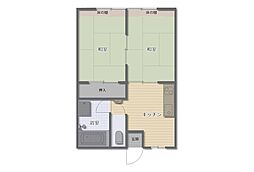 横堀アパート 2Kの間取図画像