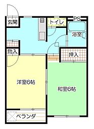 サンハウス藤 2Kの間取図画像