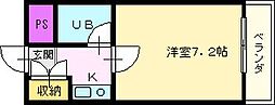 ロイヤルカーサ2番館 1Kの間取図画像