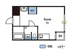 千鳥の庭n.farm　3駅以上利用可能・駅近徒歩4分 2階ワンルームの間取り