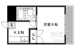 八瀬グリーンハイム 1Kの間取図画像